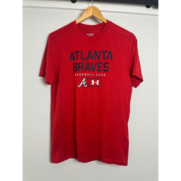Under Armour Atlanta Braves Baseball Club T-Shirt Mens Small Red - Picture 1 of 4